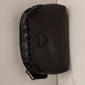 Brighton Small Black Leather Coin Purse Pebble Embossed
